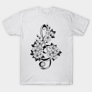 Contour Treble Clef with Sakura T-Shirt